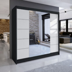 Tolóajtós gardrób Tükrös tolóajtós szekrény TRAVES 180 - Fekete Fekete
