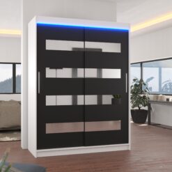 Tükörrel és LED világítással ellátott tolóajtós szekrény BALTIC 150