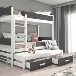 Háromszemélyes emeletes ágy Queen méretben 180x80