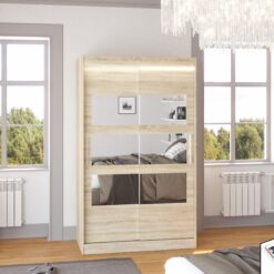 Tükörrel és LED világítással ellátott tolóajtós szekrény KOLORADO 120