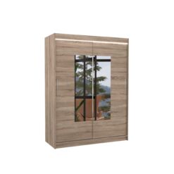 Tolóajtós gardrób Tükörrel és LED világítással ellátott tolóajtós szekrény DORRIGO 150 - Trüffel Trüffel