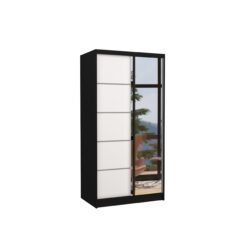 Tolóajtós gardrób Biztonsági tükrös tolóajtós szekrény ORLANDO 100 - Fekete Fekete