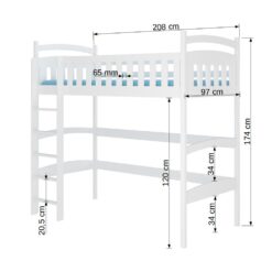 Emeletes ágy galériával MIAGO 200x90 - Természetes fenyő