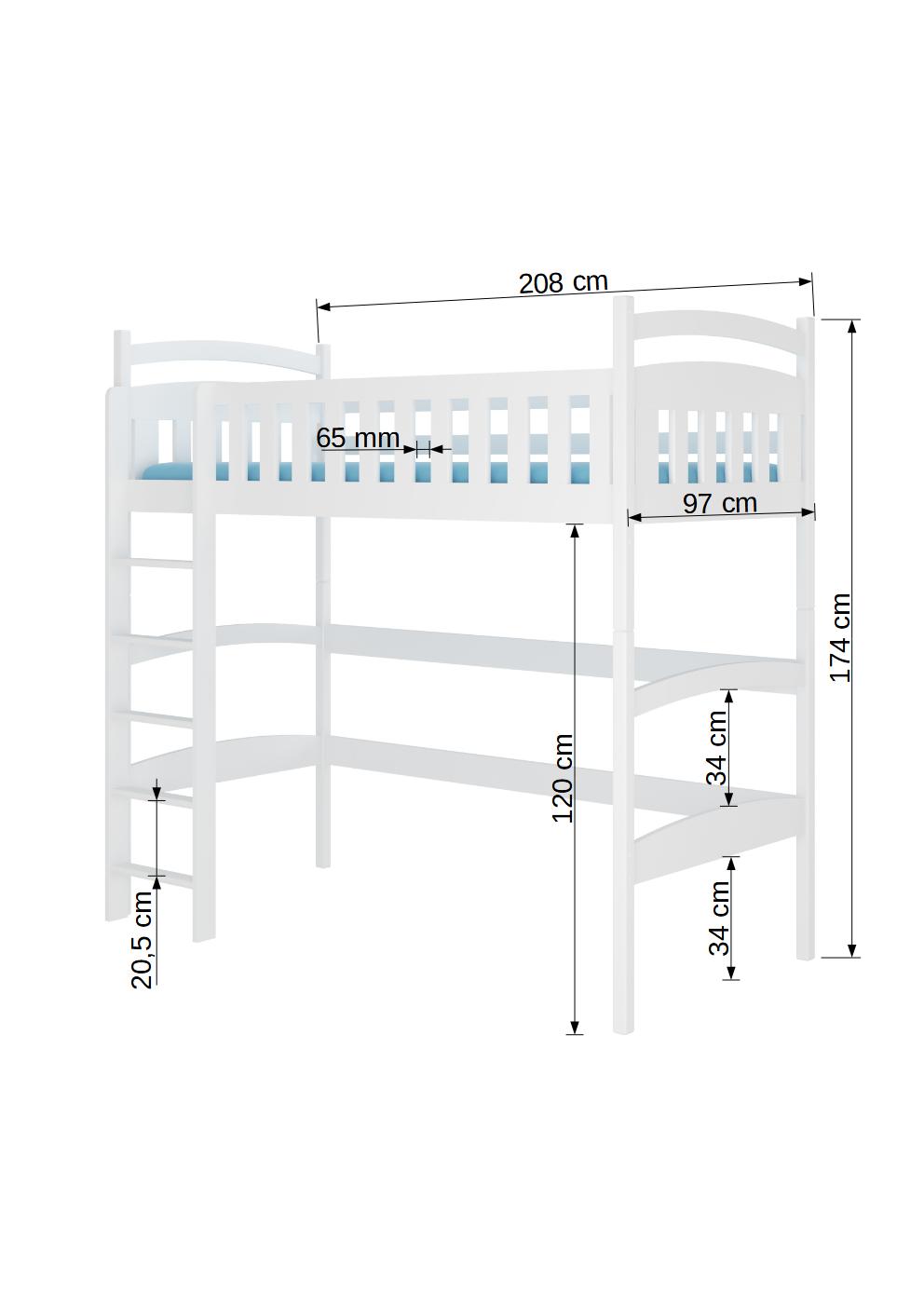 Emeletes ágy galériával MIAGO 200x90 - Természetes fenyő Emeletes ágy galériával MIAGO 200x90 - Természetes fenyő - Image 5