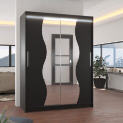 Tükörrel és LED világítással ellátott tolóajtós szekrény RENZO 150