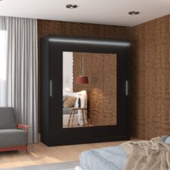 Tolóajtós szekrény tükörrel és LED világítással ROSETTE 180