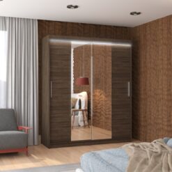 Tükörrel és LED világítással ellátott tolóajtós szekrény DALLAS 180