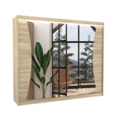 Tolóajtós gardrób LED tükrös tolóajtós szekrény DIEGO 250 - Sonoma Sonoma