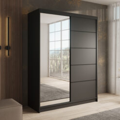 Tolóajtós gardrób Tolóajtós szekrény Cardi 150 - Fekete Fekete