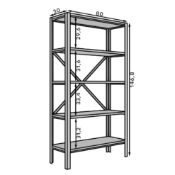 Könyvespolc Rene polc - Fekete