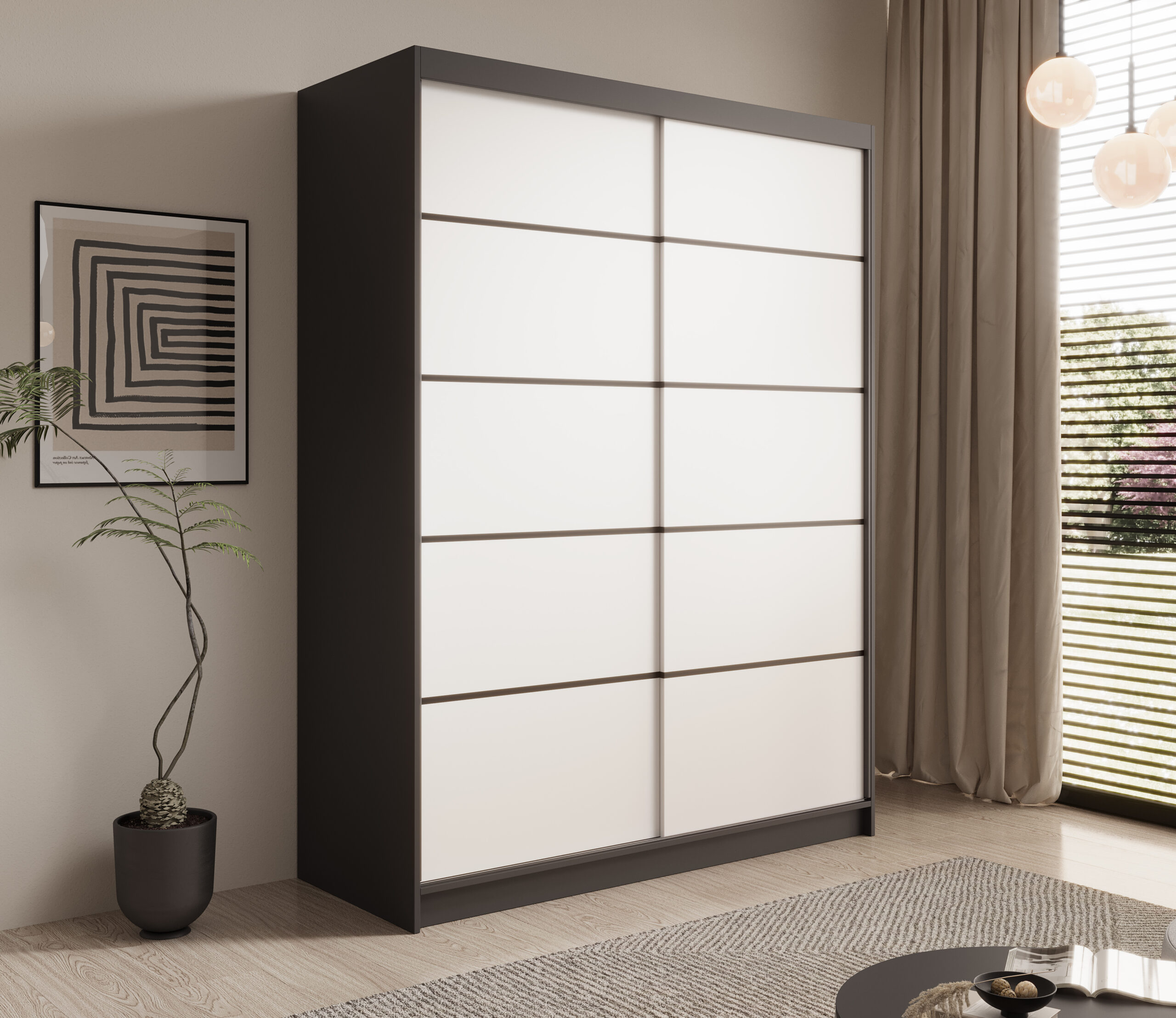 Tolóajtós gardrób Tolóajtós szekrény Calma 150 - Fekete Fekete