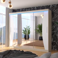 LED tükrös tolóajtós szekrény DIEGO 250