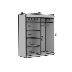 Tolóajtós gardrób Tolóajtós szekrény tükrökkel OSGAR 180 - Fehér