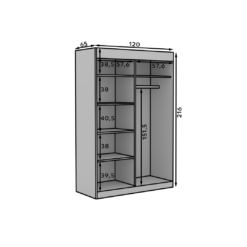 Tolóajtós gardrób Tolóajtós szekrény tükrökkel OSGAR 120 - Fehér