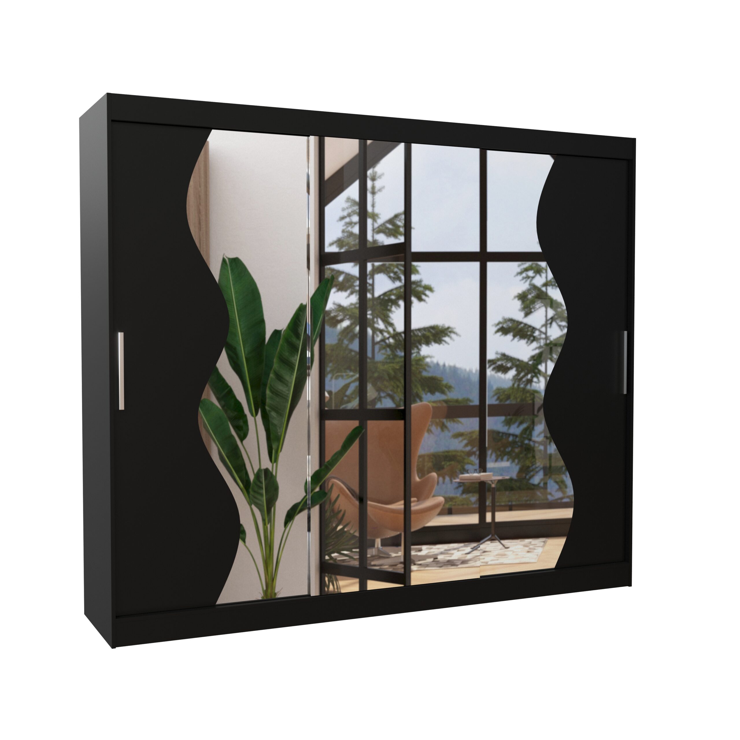 Tolóajtós gardrób Tükrös tolóajtós szekrény SHARON 250 - Fekete Tolóajtós gardrób Tükrös tolóajtós szekrény SHARON 250 - Fekete - Image 3