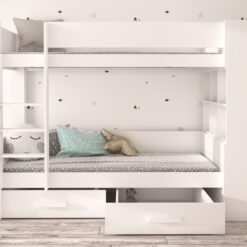 Emeletes ágy Két személyes emeletes ágy matracokkal GARET 200x90 - Fehér