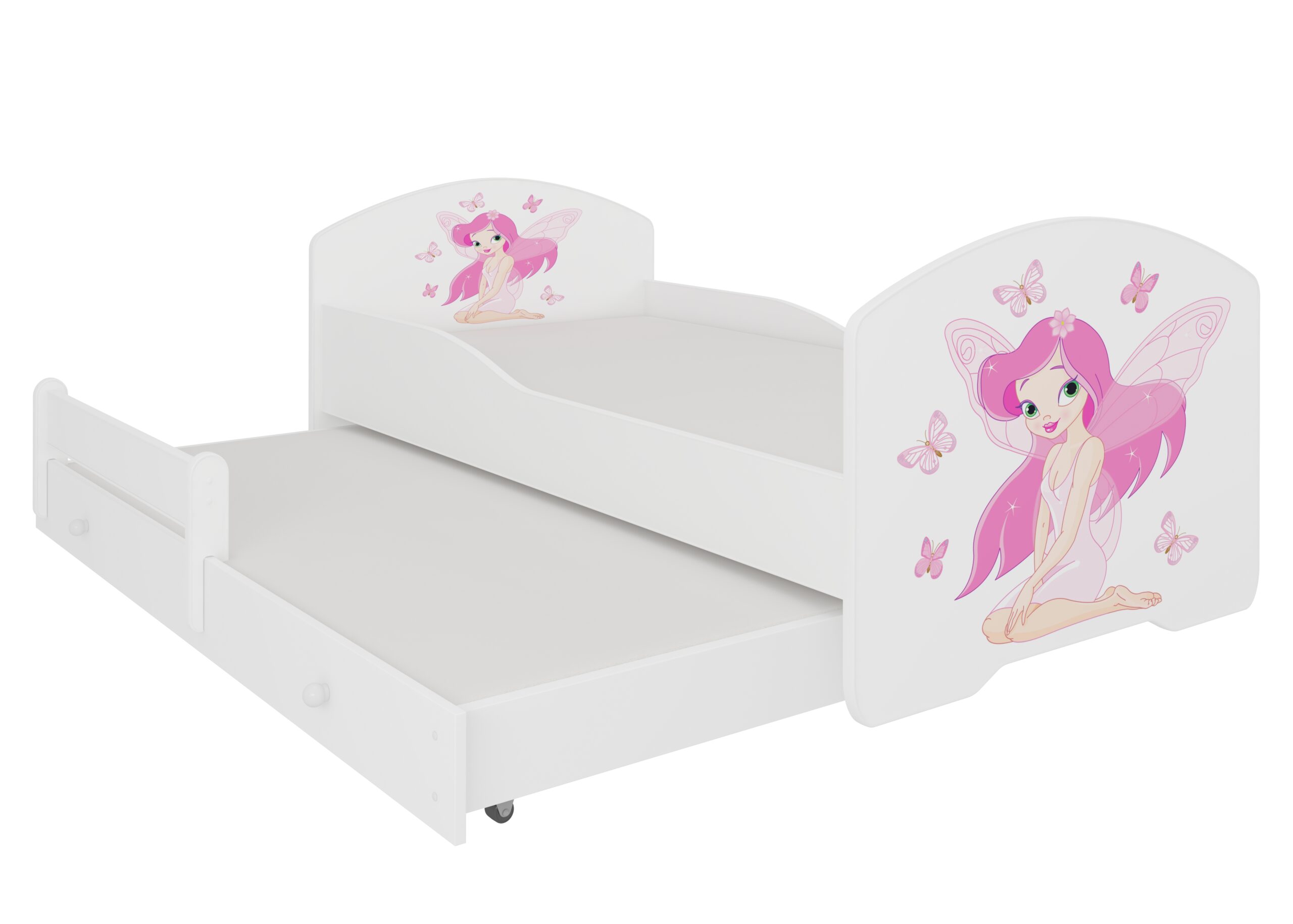 Gyerekágy Kétszemélyes ágy matracokkal PEPE II GIRL WITH WINGS 160x80 - Fehér Fehér
