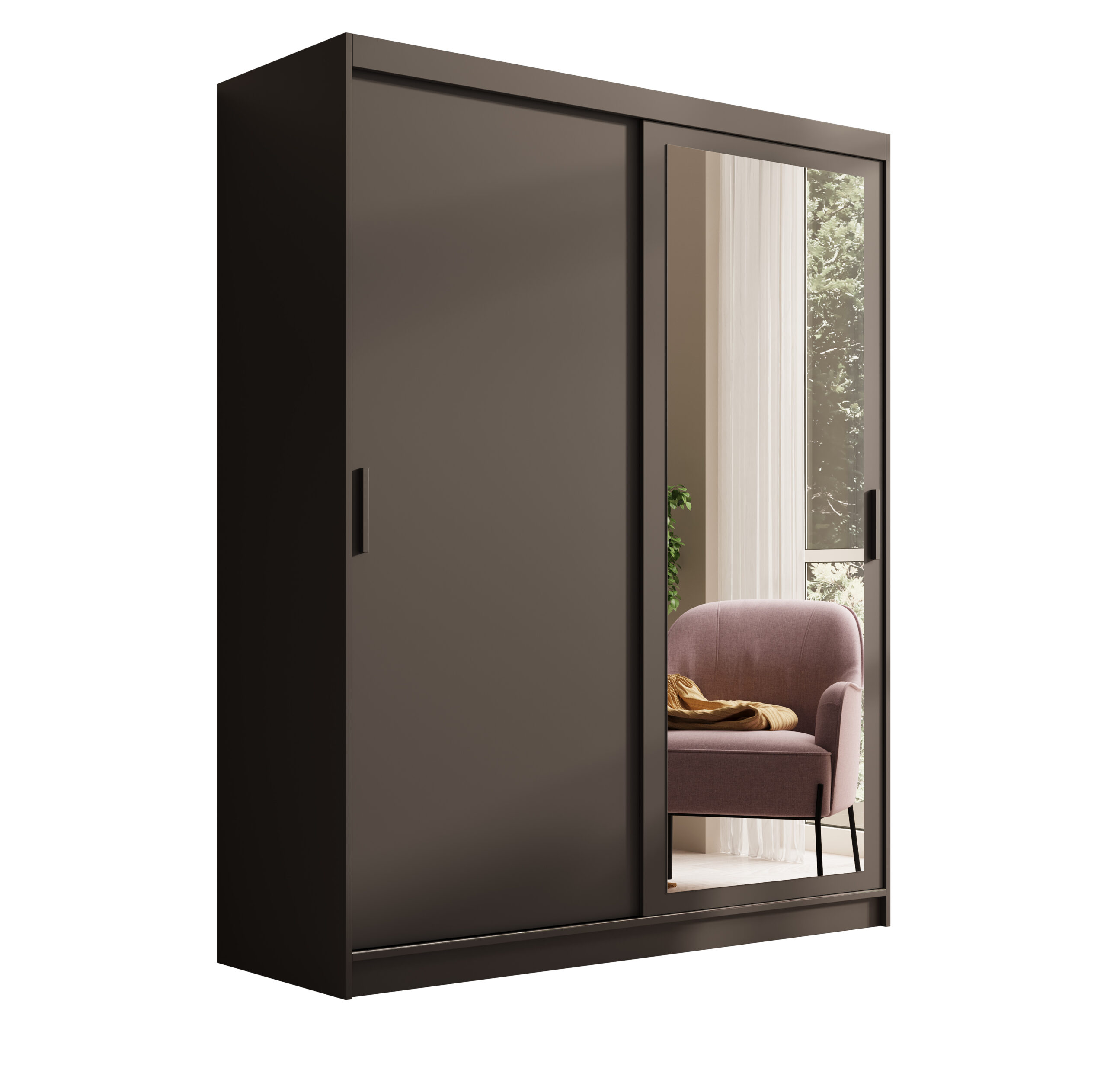 Tolóajtós gardrób Hailey 160 tükrös tolóajtós szekrény - Fekete Hailey 160 tükrös tolóajtós szekrény