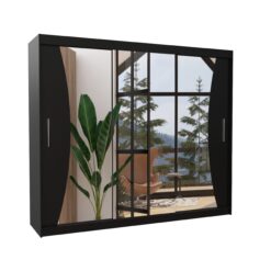 Tolóajtós gardrób Tükrös tolóajtós szekrény DIEGO 250 - Fekete