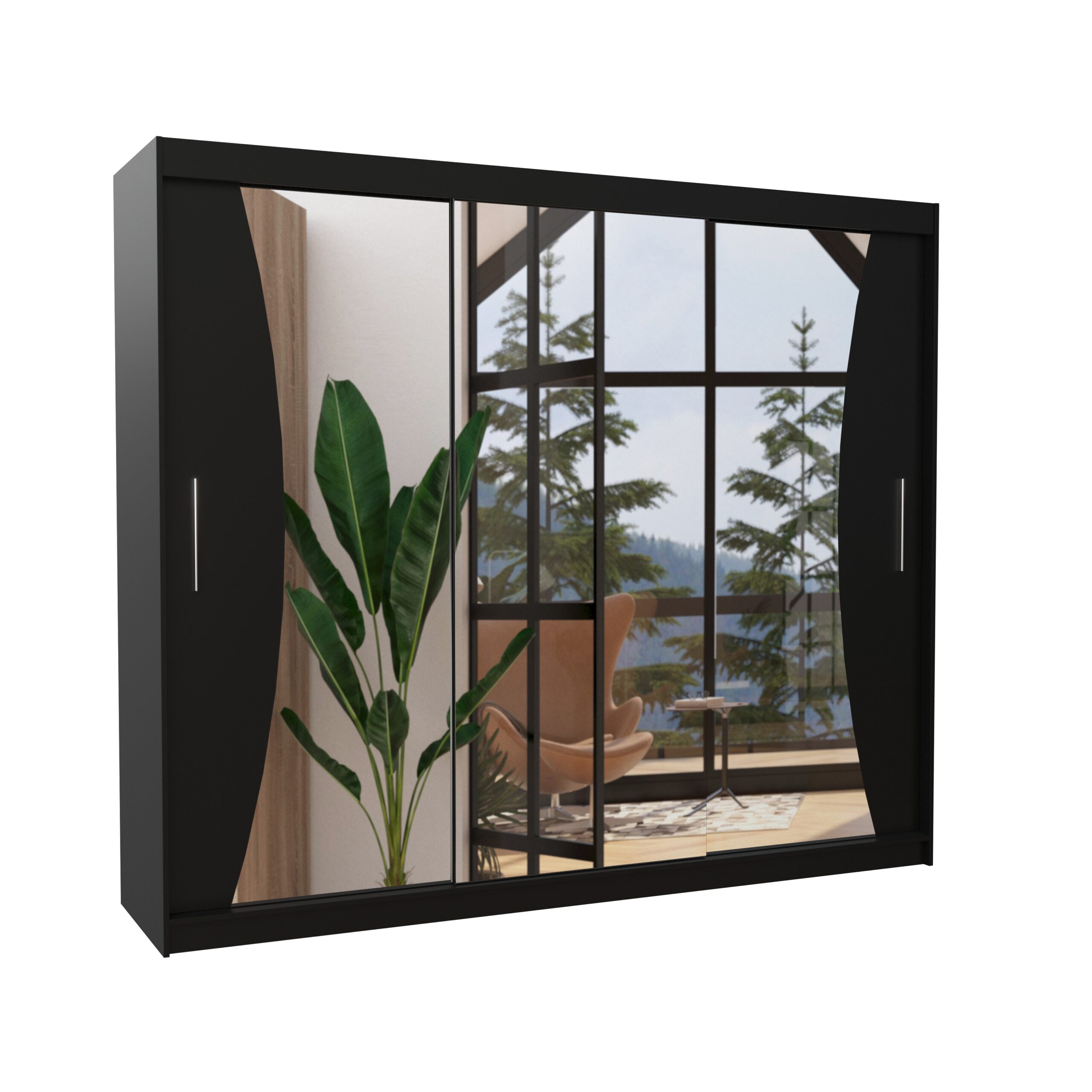 Tolóajtós gardrób Tükrös tolóajtós szekrény DIEGO 250 - Fekete Tolóajtós gardrób Tükrös tolóajtós szekrény DIEGO 250 - Fekete - Image 3