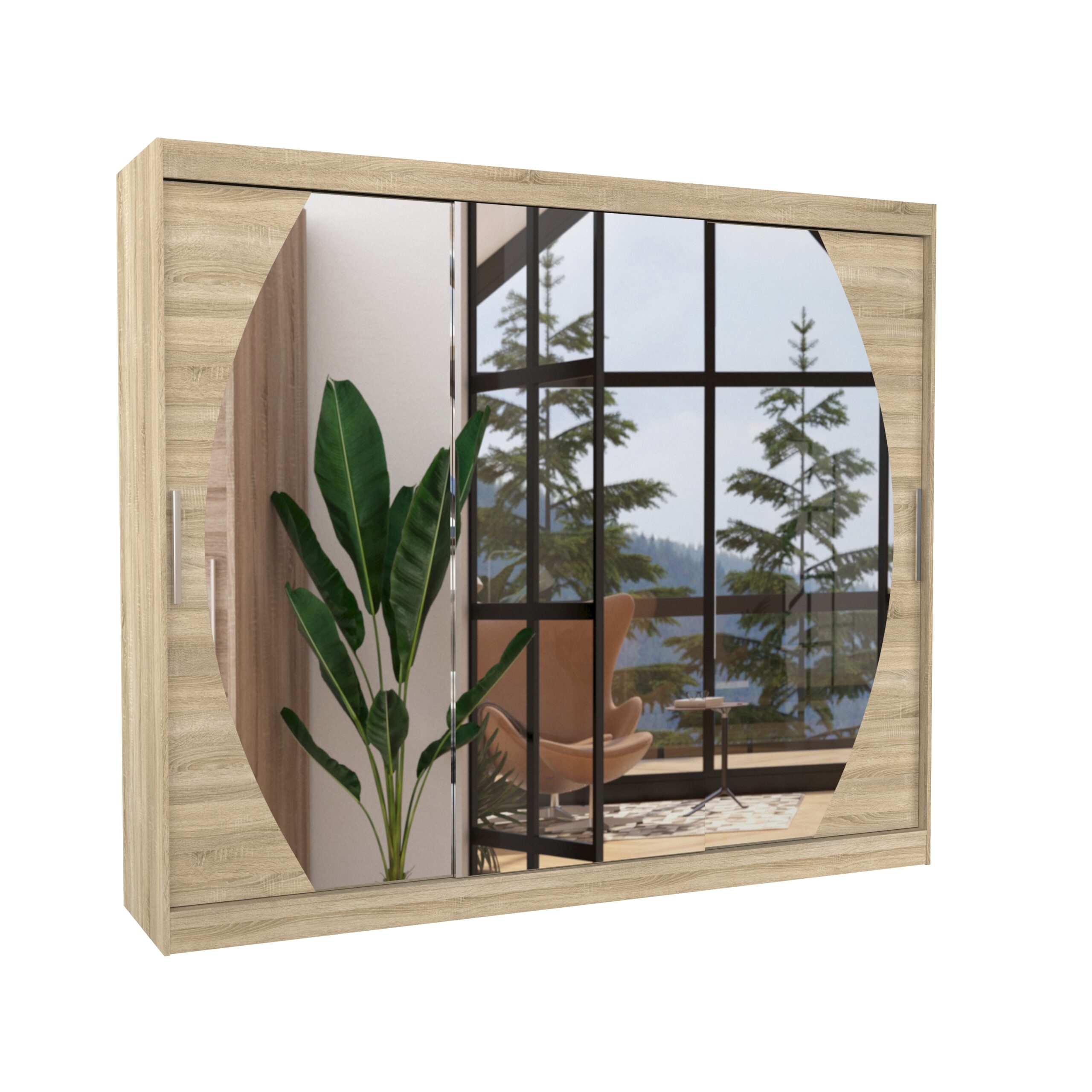 Tolóajtós gardrób Tükrös tolóajtós szekrény CAMBE 250 - Sonoma Sonoma