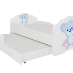 Gyerekágy Kétszemélyes ágy matracokkal CASIMO II BLUE BEAR 160x80 - Fehér Fehér