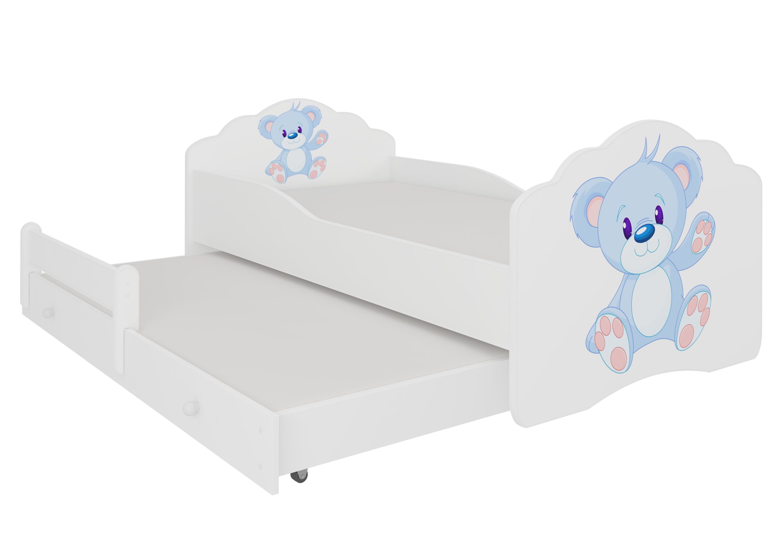 Gyerekágy Kétszemélyes ágy matracokkal CASIMO II BLUE BEAR 160x80 - Fehér Fehér