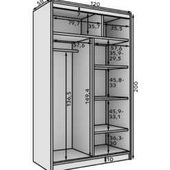 Tolóajtós gardrób Tolóajtós szekrény Castello 120 - Fehér