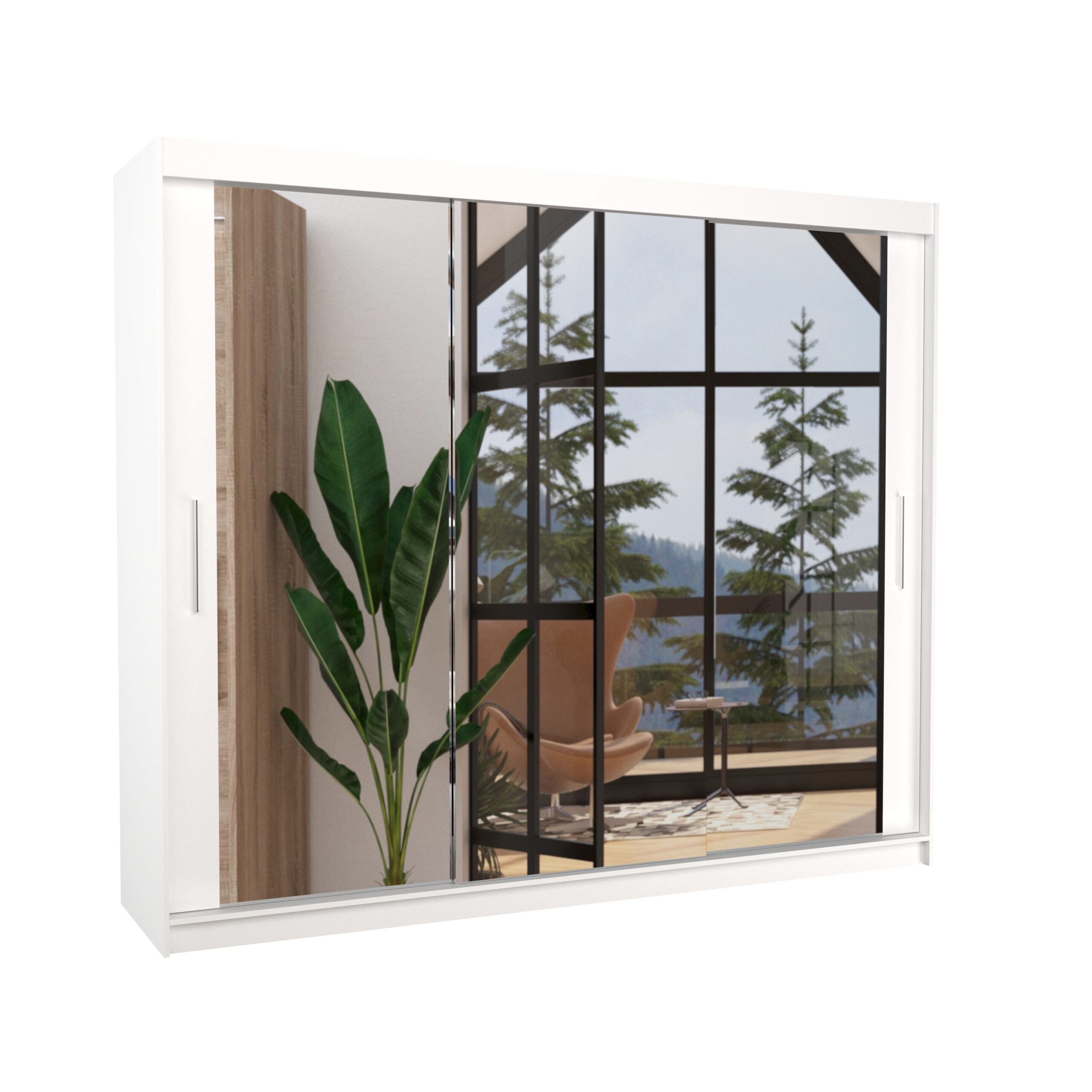 Tolóajtós gardrób Tükrös tolóajtós szekrény CHESTER 250 - Fehér Tolóajtós gardrób Tükrös tolóajtós szekrény CHESTER 250 - Fehér - Image 3