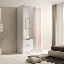 Gardrób Neri 100 ajtós szekrény tükrökkel - Fehér Fehér