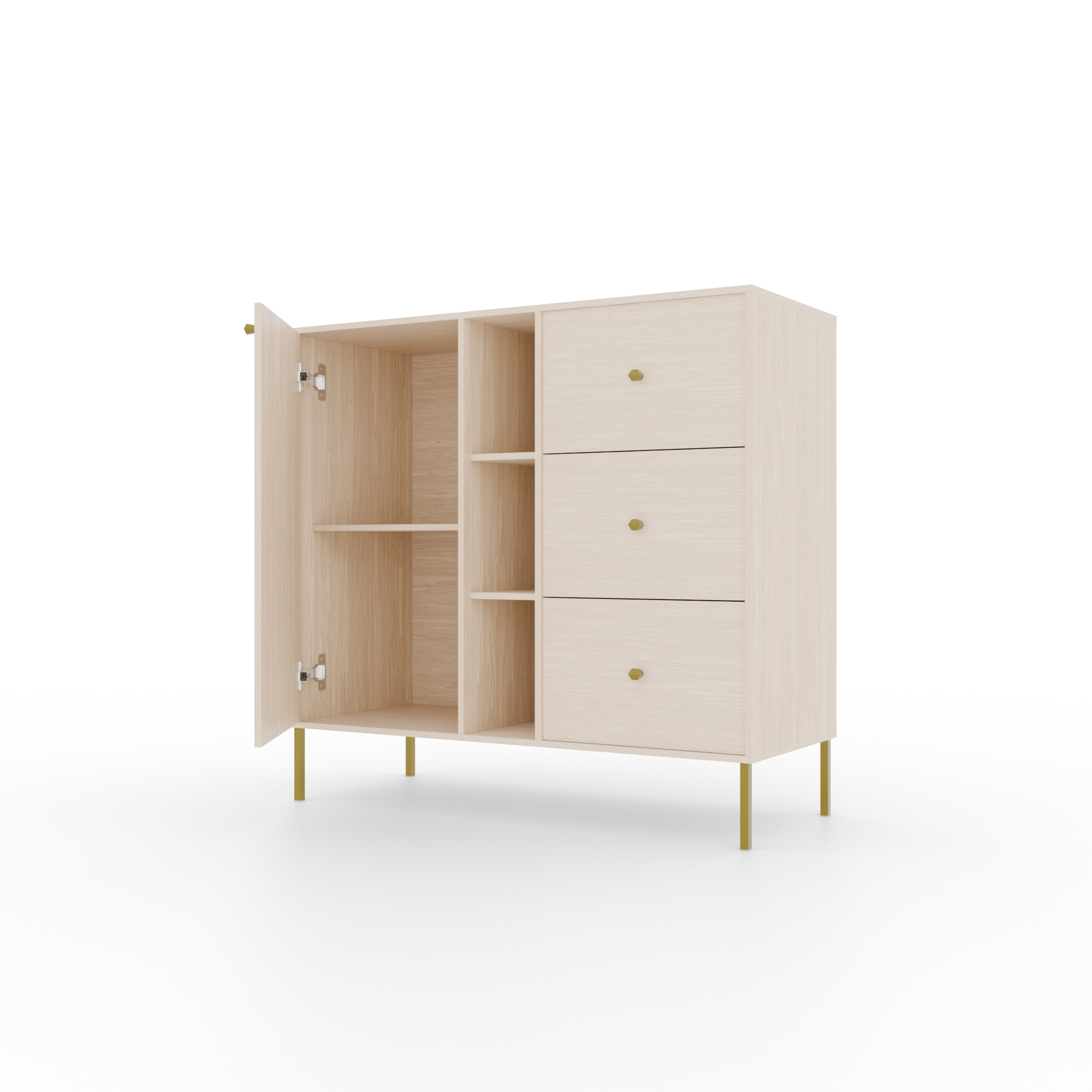 Tili 1D 3S 3P Komód - Homokbézs fehér komód – Tili 1D 3S 3P Komód - Homokbézs enteriőr fotó 3