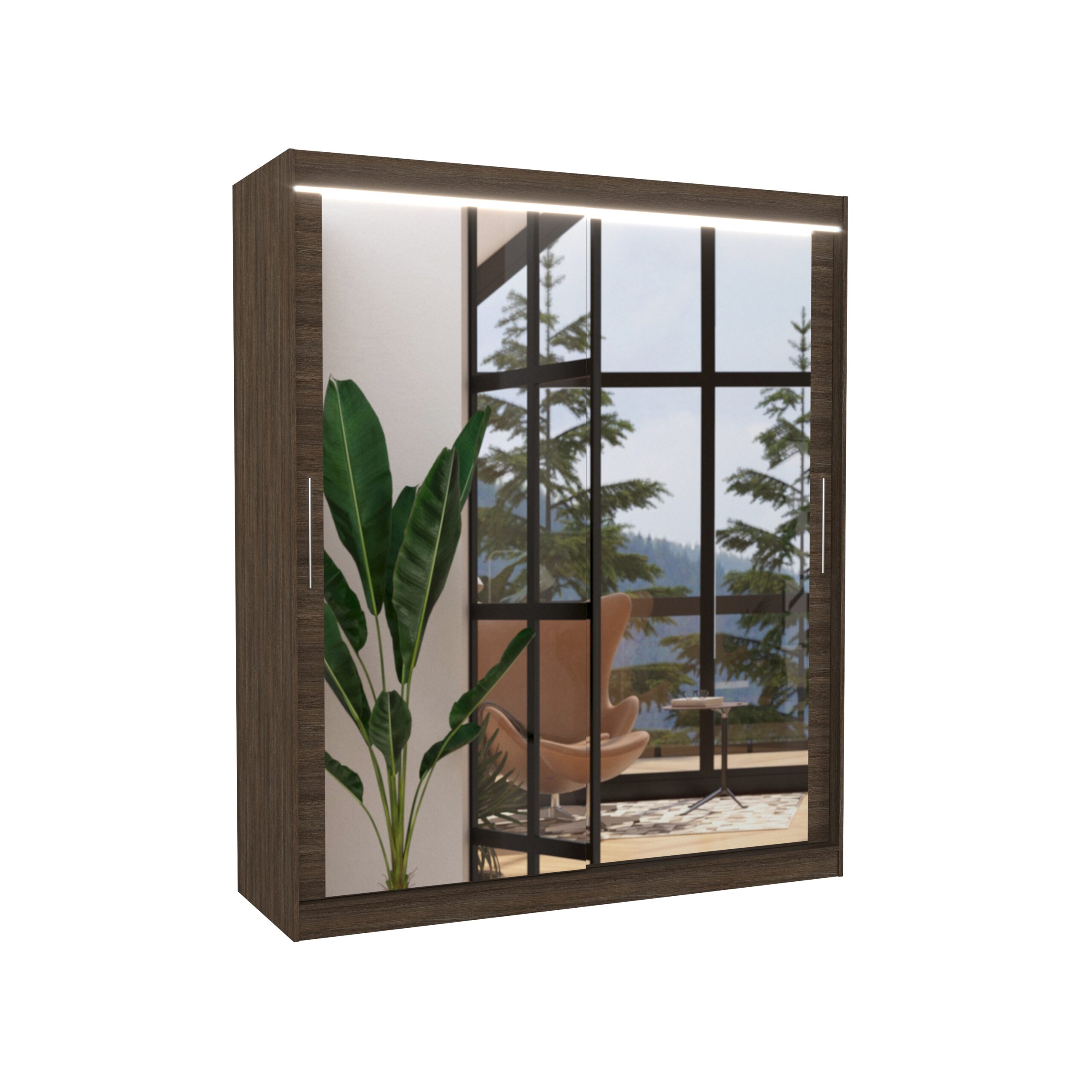 Tolóajtós gardrób Tolóajtós szekrény tükörrel és LED világítással ETTORE 180 - Csoki Csoki