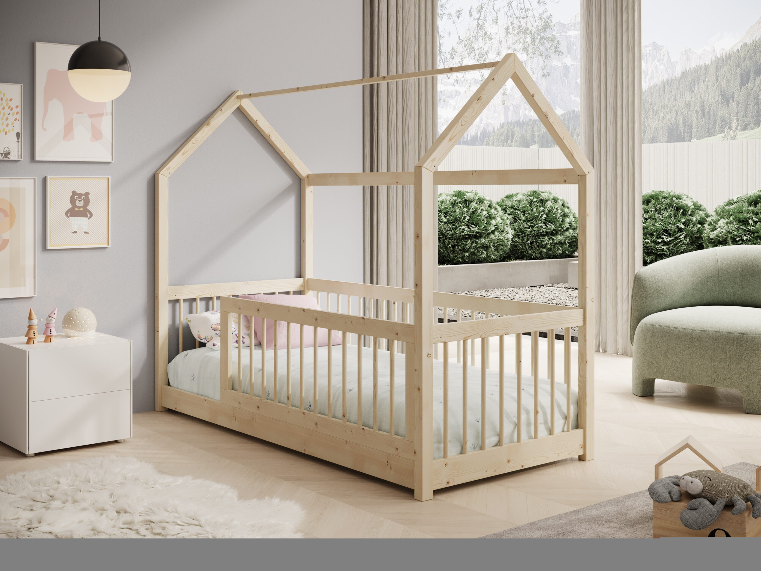 Gyermekágy Graja kunyhó ágy - Fenyő Fenyő