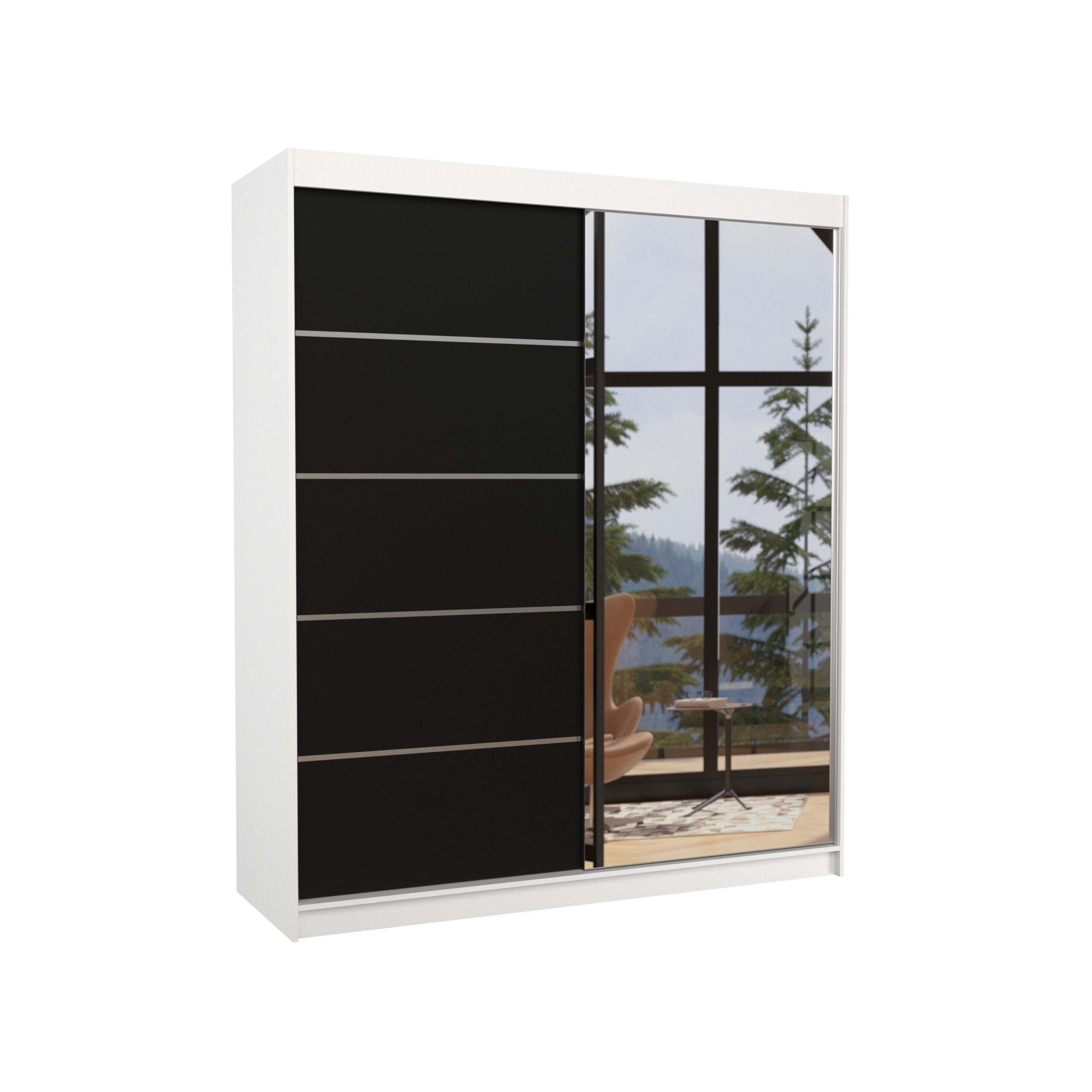 Tolóajtós gardrób Tükrös tolóajtós szekrény CARO 180 - Fehér Tolóajtós gardrób Tükrös tolóajtós szekrény CARO 180 - Fehér - Image 3