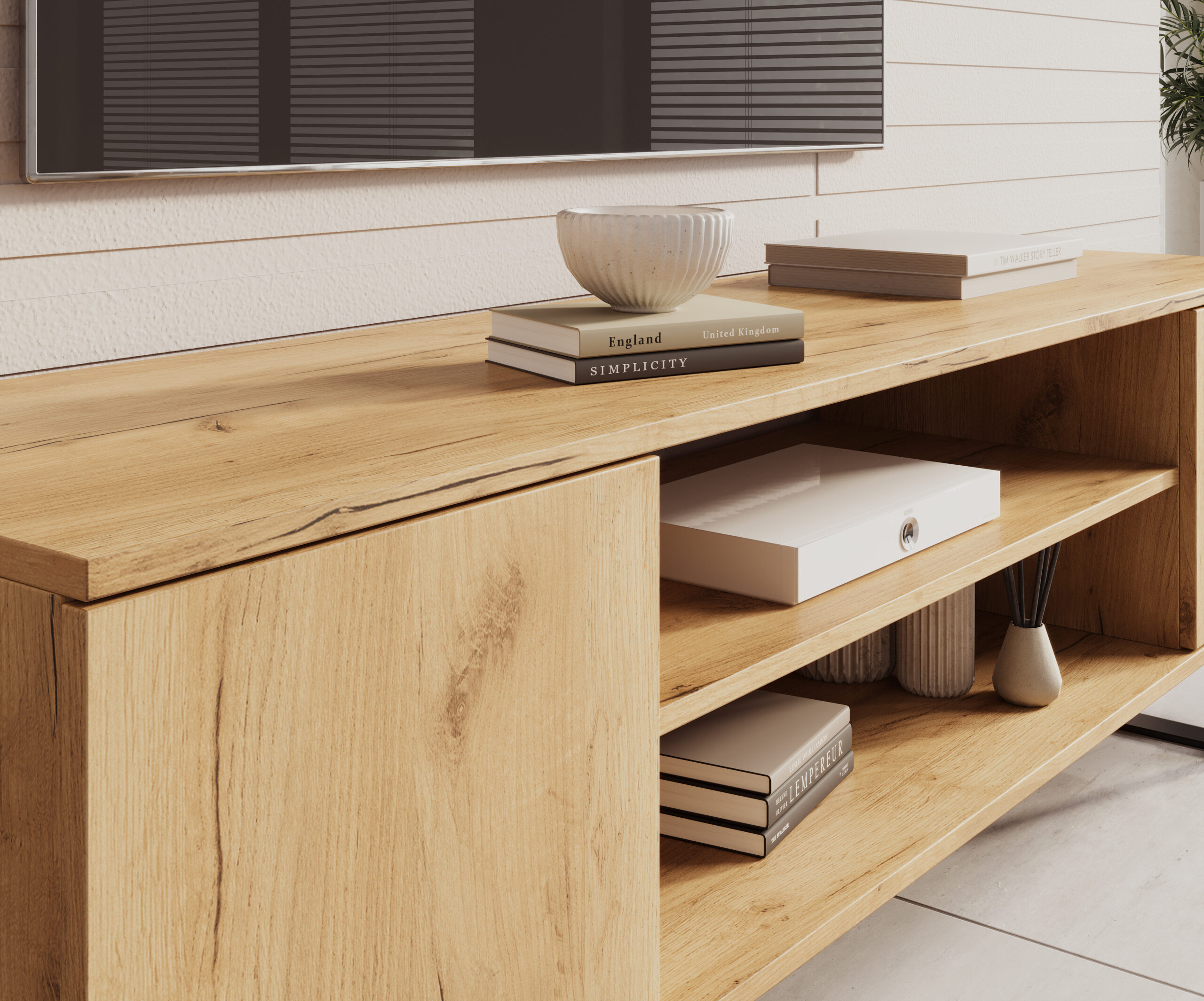 TV szekrény RTV szekrény Lofter 155 cm - Craft tölgy TV szekrény RTV szekrény Lofter 155 cm - Craft tölgy - Image 4