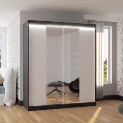 Tolóajtós szekrény tükörrel és LED világítással BALANCE 180