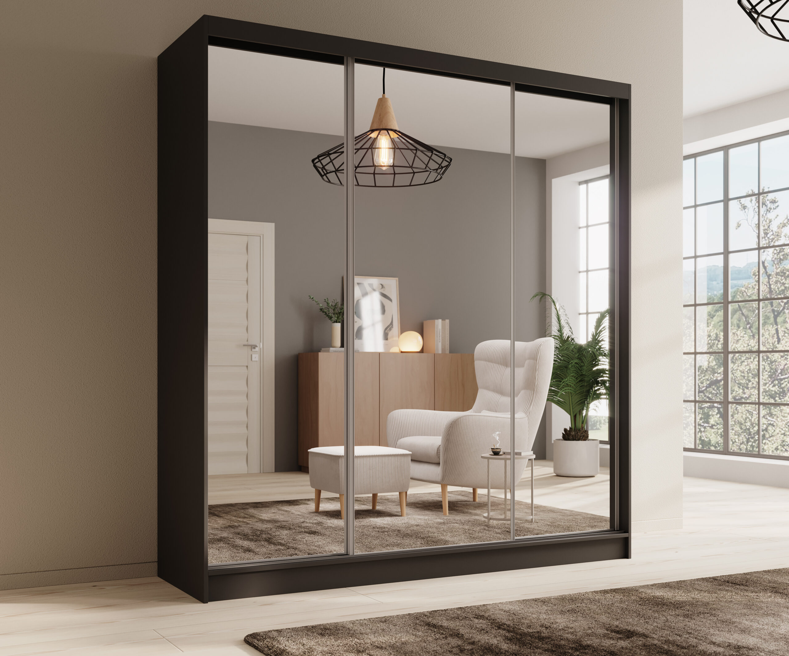 Tolóajtós gardrób Tola 200 tolóajtós szekrény - Fekete Fekete