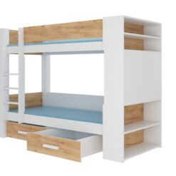 Emeletes ágy GARET emeletes dupla ágy matraccal 200x90 - Fehér Fehér