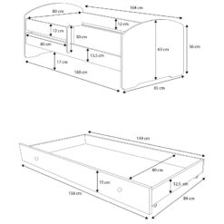 Gyerekágy Ágy matraccal és fiókkal PEPE GIRL WITH WINGS 160x80 - Fehér