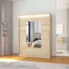 Tolóajtós gardrób Tükörrel és LED világítással ellátott tolóajtós szekrény DORRIGO 150 - Sonoma Tükörrel és LED világítással ellátott tolóajtós szekrény DORRIGO 150