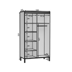 Tolóajtós gardrób BRIG 120 tolószekrény - Artisan