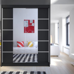 Tolóajtós gardrób Tolóajtós szekrény NORDIC 150 - Fekete Fekete