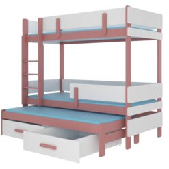 Emeletes ágy Háromszemélyes emeletes ágy ETAPO 180x80 - Rózsaszín Rózsaszín