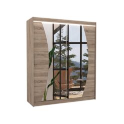 Tolóajtós gardrób Tolóajtós szekrény tükörrel és LED világítással DOLORES 180 - Trüffel Trüffel