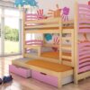 Gyerekágy Háromszemélyes emeletes ágy matracokkal SORIA - Fenyő Háromszemélyes emeletes ágy matracokkal SORIA