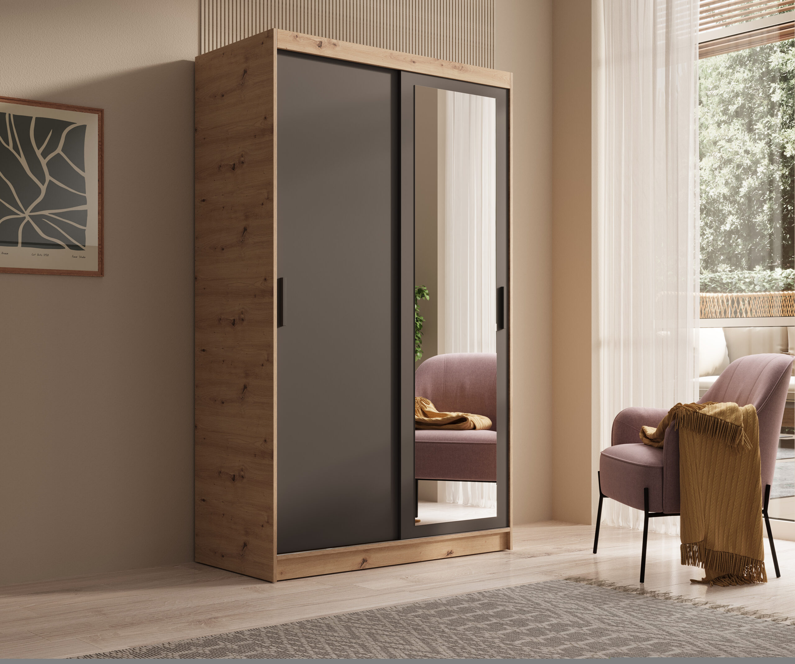 Tolóajtós gardrób Hailey 120 tükrös tolóajtós szekrény - Artisan Artisan