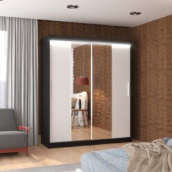 Tükörrel és LED világítással ellátott tolóajtós szekrény DALLAS 180
