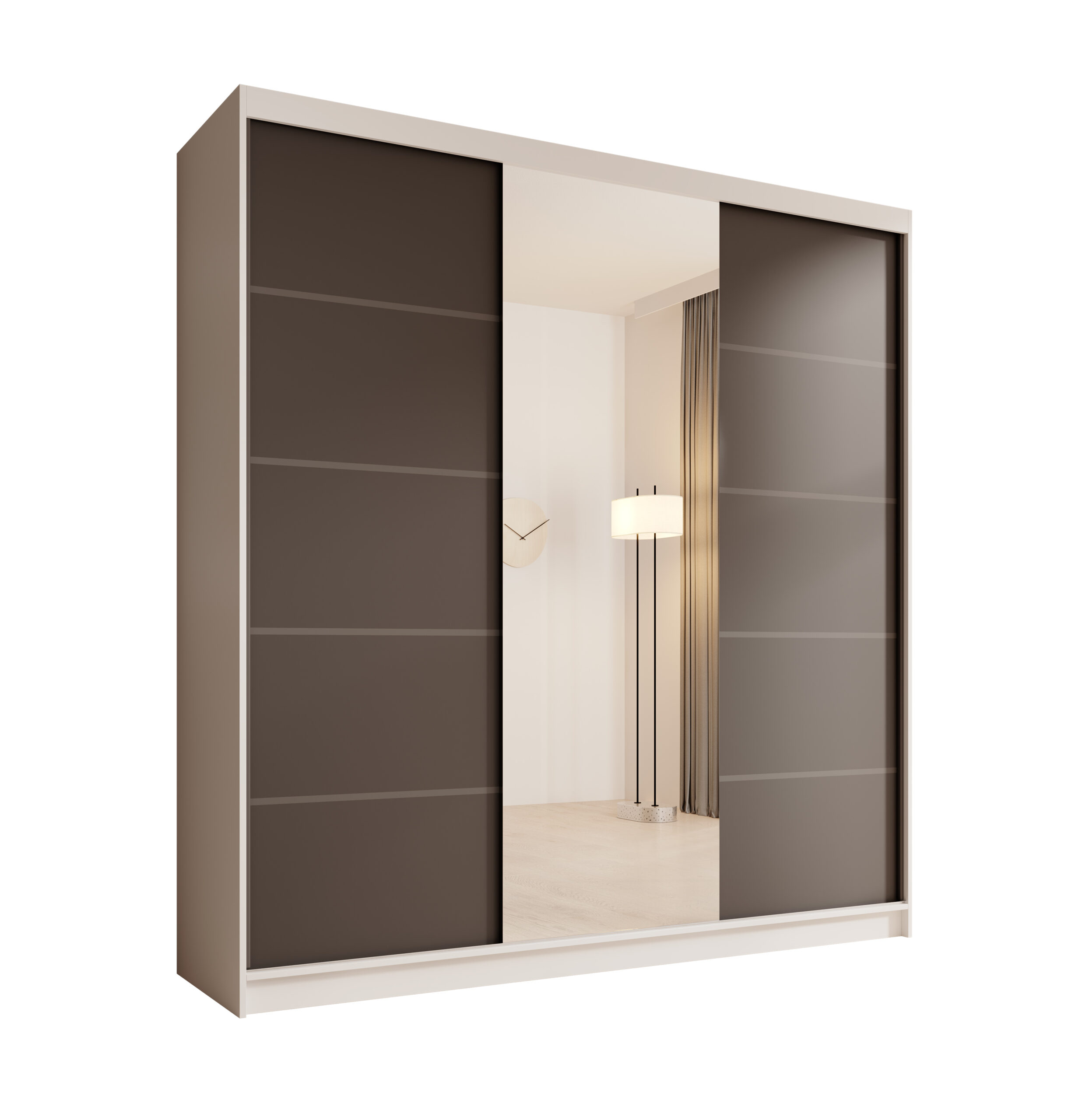 Tolóajtós gardrób Sonic tükrös tolóajtós szekrény 200 - Fehér Sonic tükrös tolóajtós szekrény 200