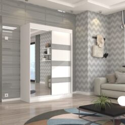 Tolóajtós szekrény tükörrel és lacobellel TOURA 150