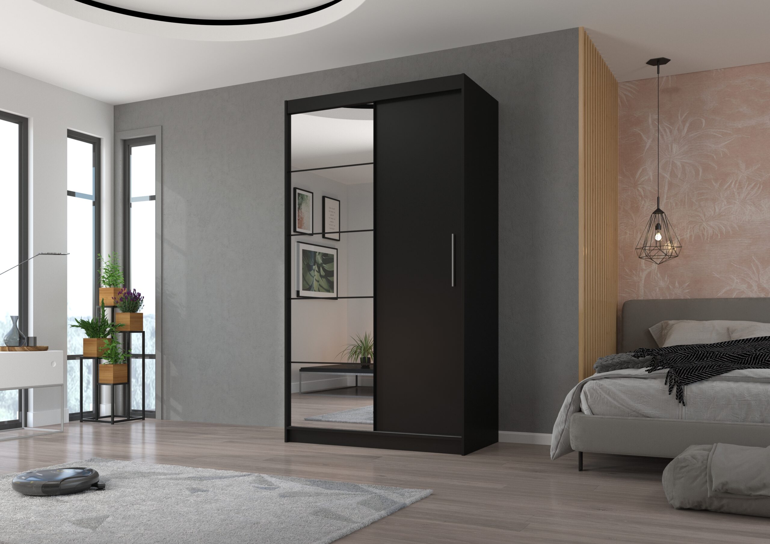 Tolóajtós gardrób Tolóajtós szekrény tükörrel ESTI 120 - Fehér Tolóajtós szekrény tükörrel ESTI 120